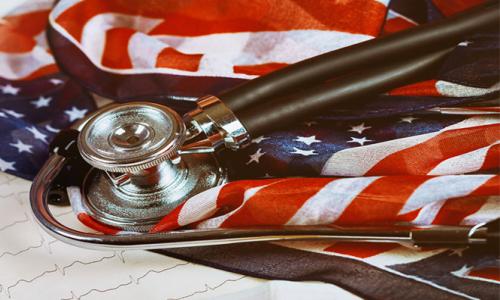 Stethoscope Resting on United States Flag 