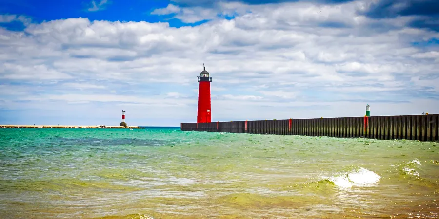 Kenosha lighthouse on Lake Michigan east of Herzing Kenosha campus